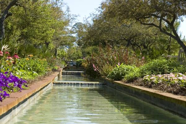 Flowing stream through watercolor community