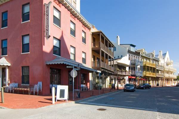 Street of rosemary community lined with buildings