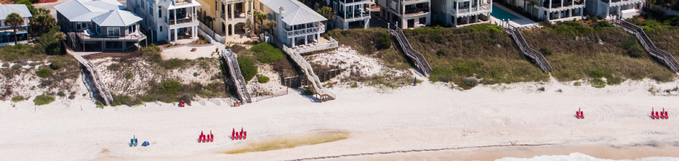Drone view of coast line in Inlet Beach, Florida
